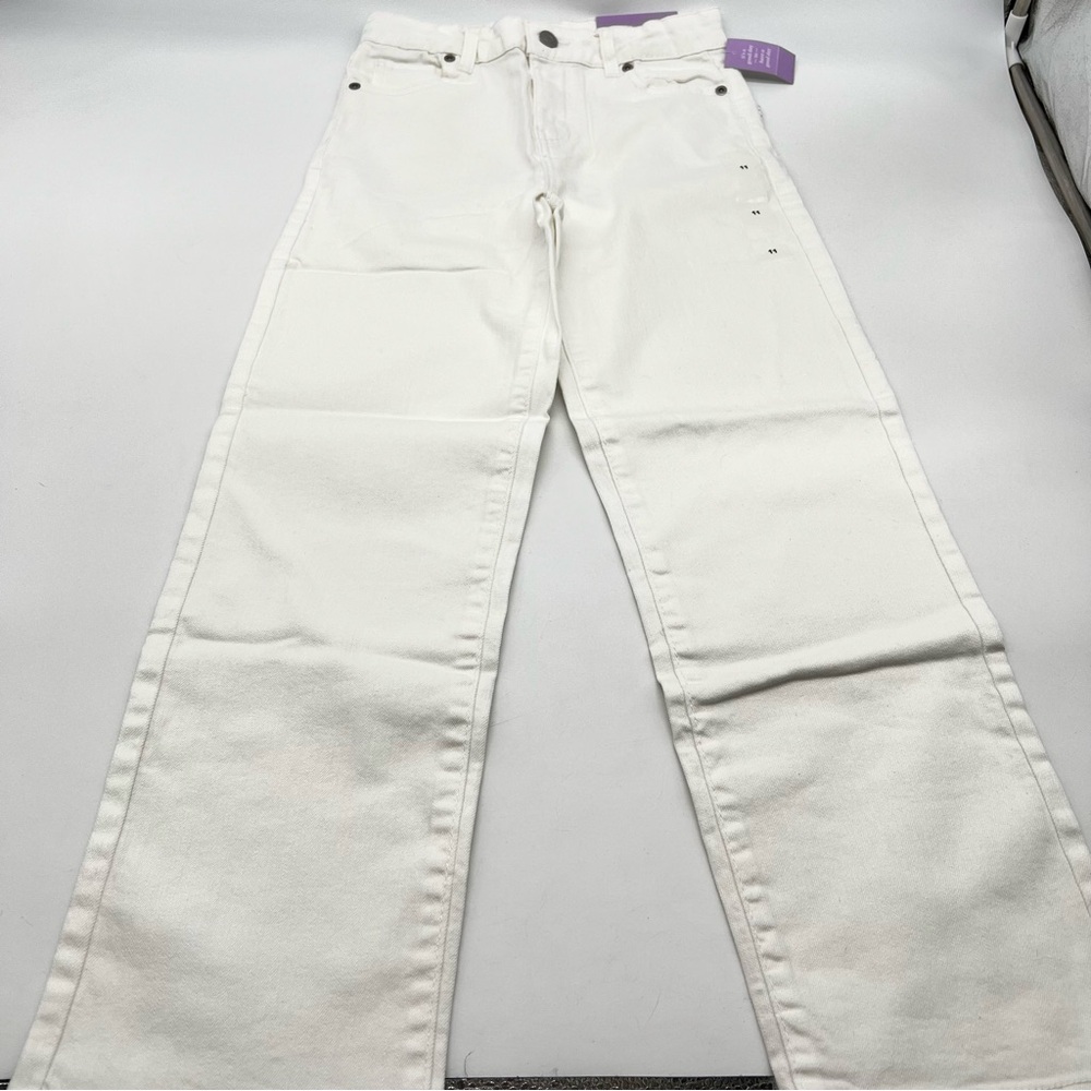 Evsie Girls White High Rise Jeans w/Lavender Stitching on Back Pocket-Size 11 - Picture 7 of 14